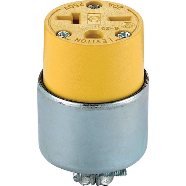 Leviton Leviton Commercial Armored Ground/Straight Blade Connector 6-20R 18-12 AWG 2 Pole 3 Wire 620CA-000 - main